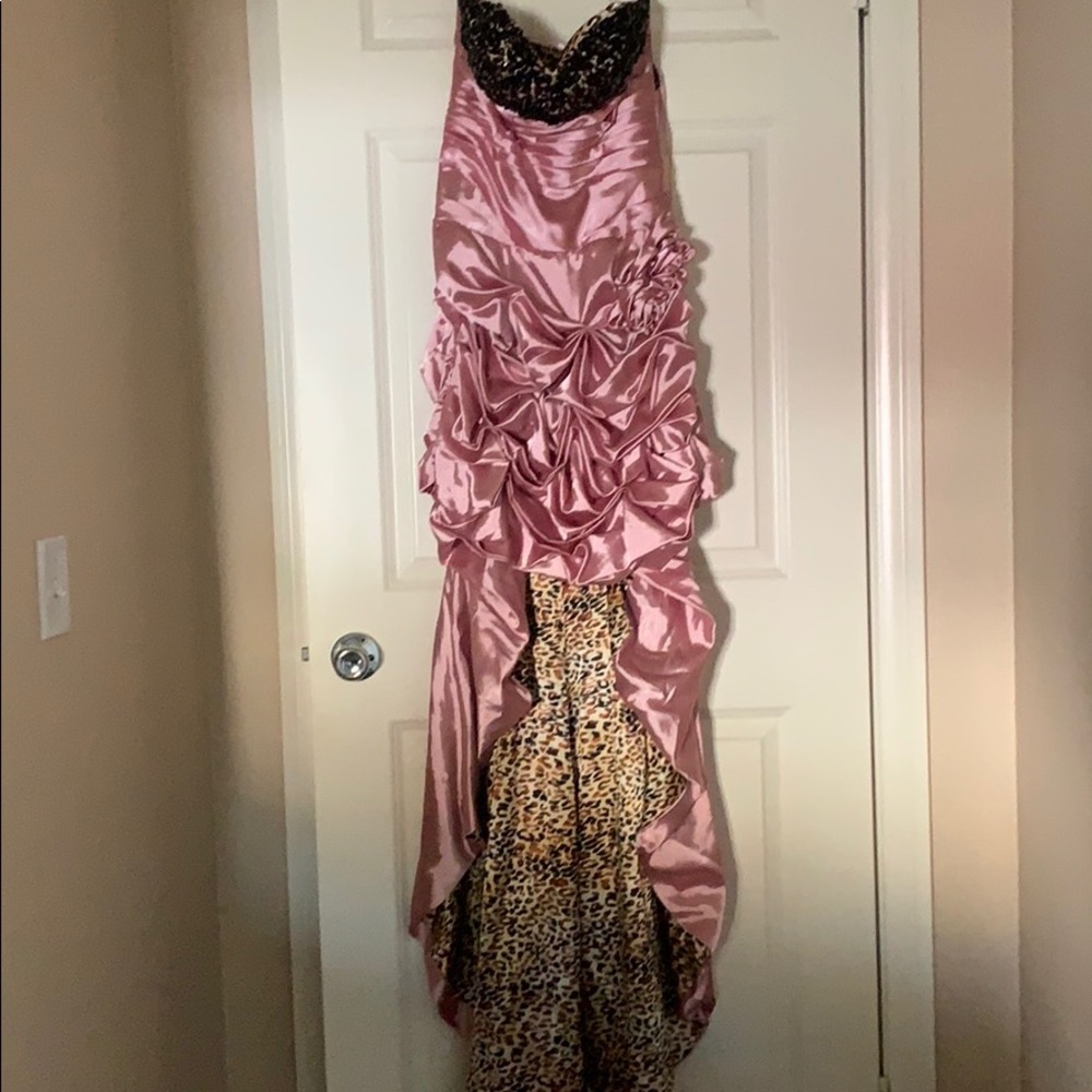 Pink and Black dress with cheetah print inside